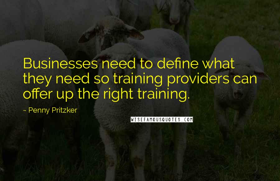 Penny Pritzker Quotes: Businesses need to define what they need so training providers can offer up the right training.