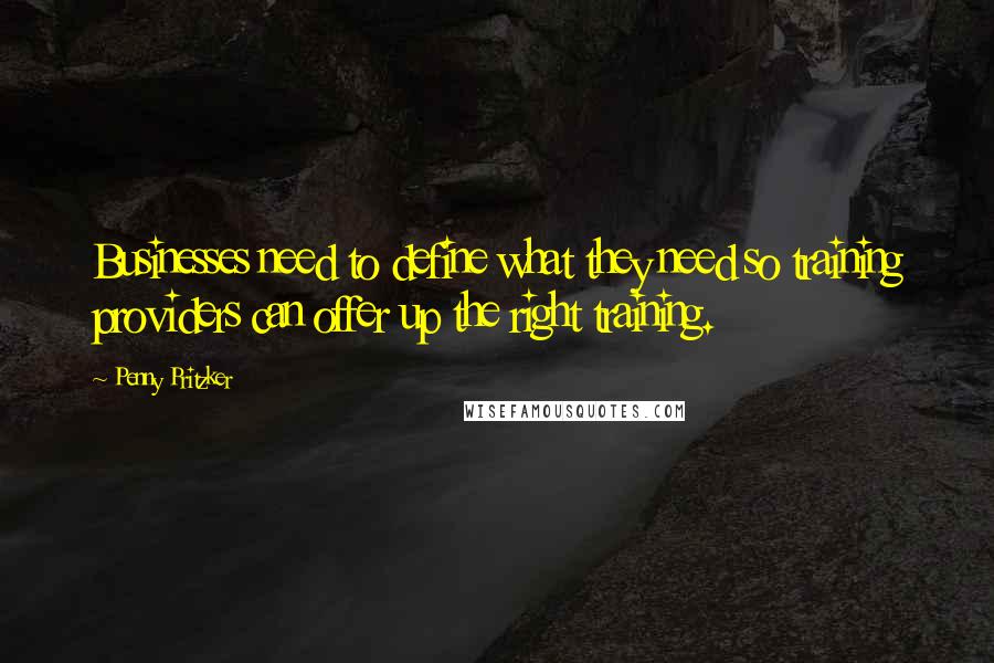 Penny Pritzker Quotes: Businesses need to define what they need so training providers can offer up the right training.