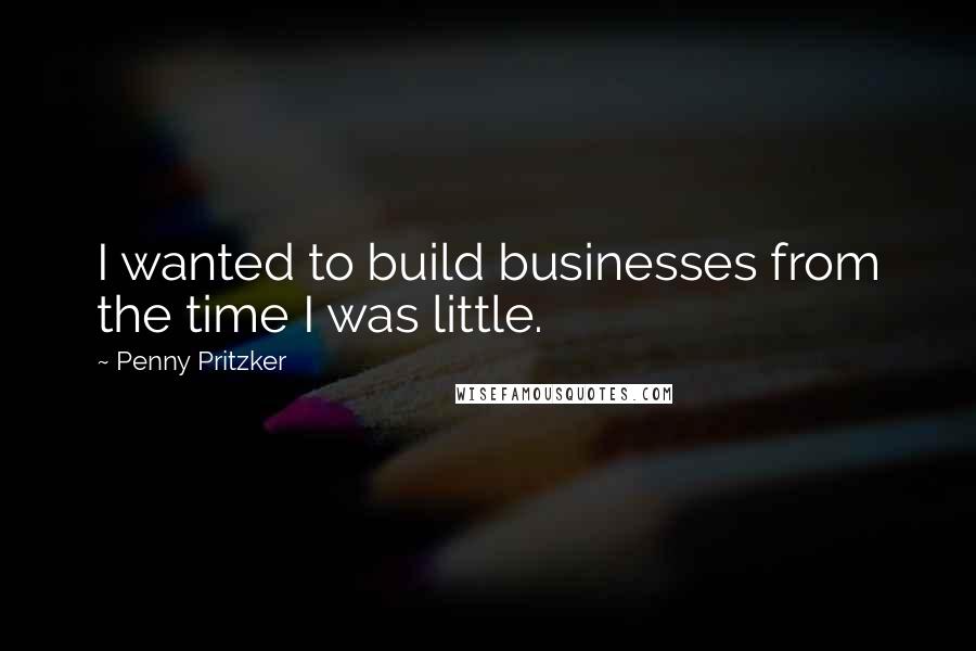 Penny Pritzker Quotes: I wanted to build businesses from the time I was little.