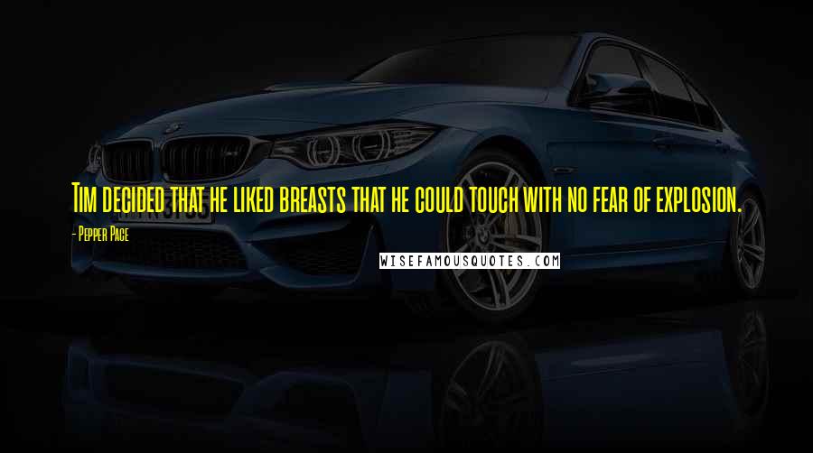 Pepper Pace Quotes: Tim decided that he liked breasts that he could touch with no fear of explosion.