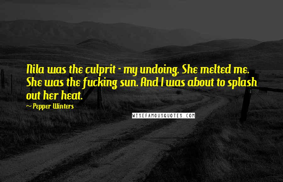 Pepper Winters Quotes: Nila was the culprit - my undoing. She melted me. She was the fucking sun. And I was about to splash out her heat.