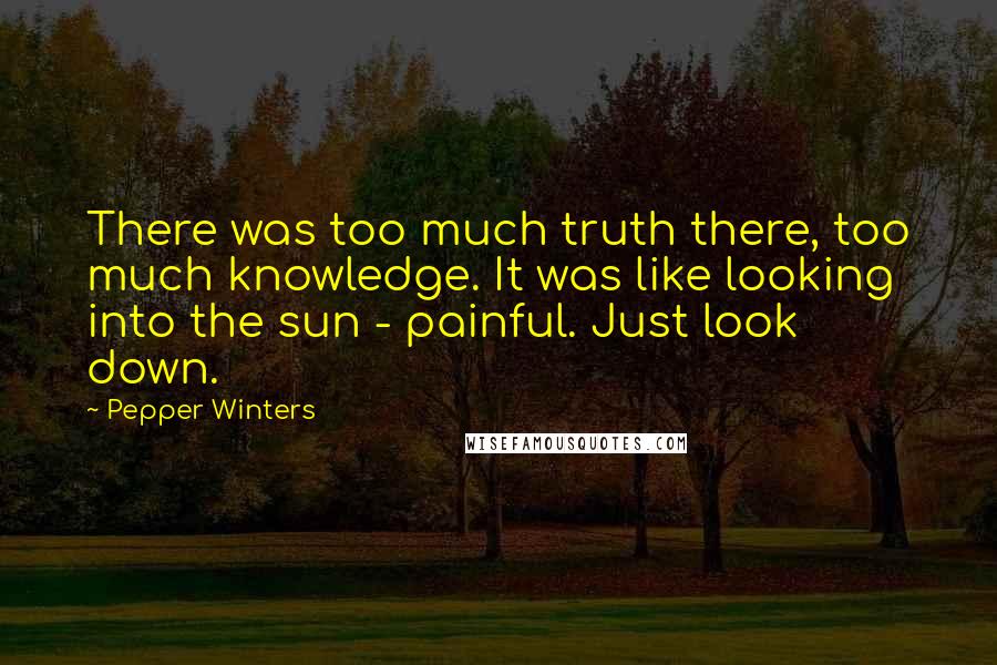 Pepper Winters Quotes: There was too much truth there, too much knowledge. It was like looking into the sun - painful. Just look down.