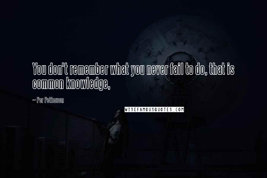 Per Petterson Quotes: You don't remember what you never fail to do, that is common knowledge,