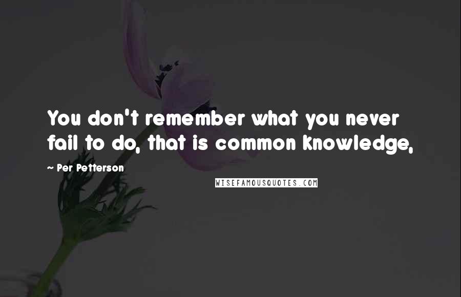 Per Petterson Quotes: You don't remember what you never fail to do, that is common knowledge,