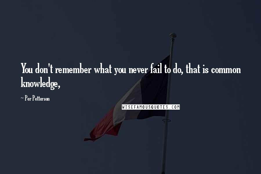 Per Petterson Quotes: You don't remember what you never fail to do, that is common knowledge,