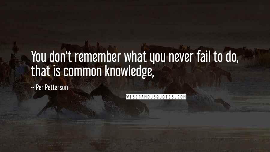 Per Petterson Quotes: You don't remember what you never fail to do, that is common knowledge,