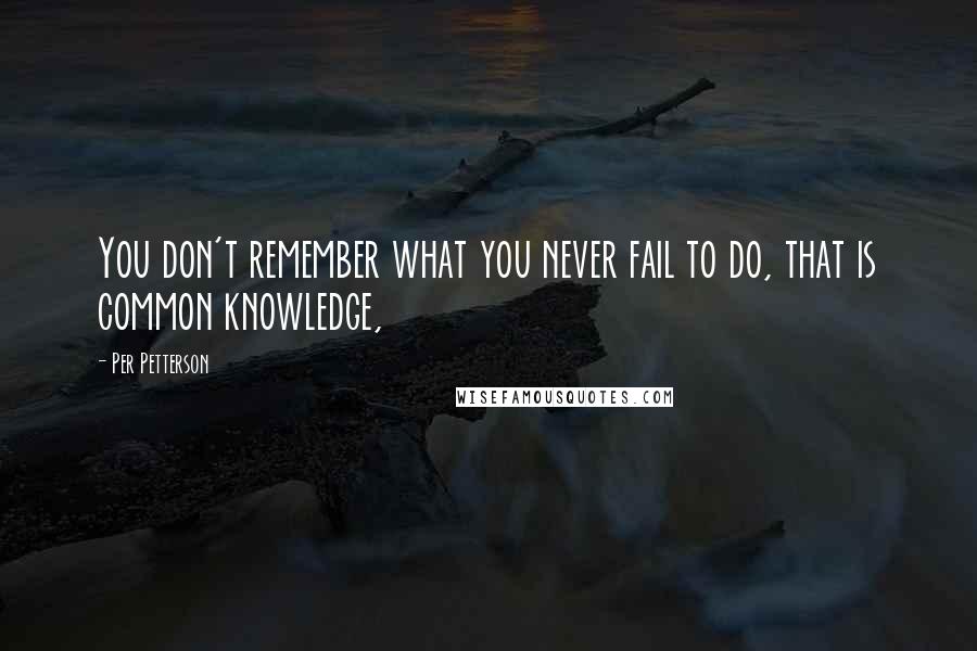 Per Petterson Quotes: You don't remember what you never fail to do, that is common knowledge,