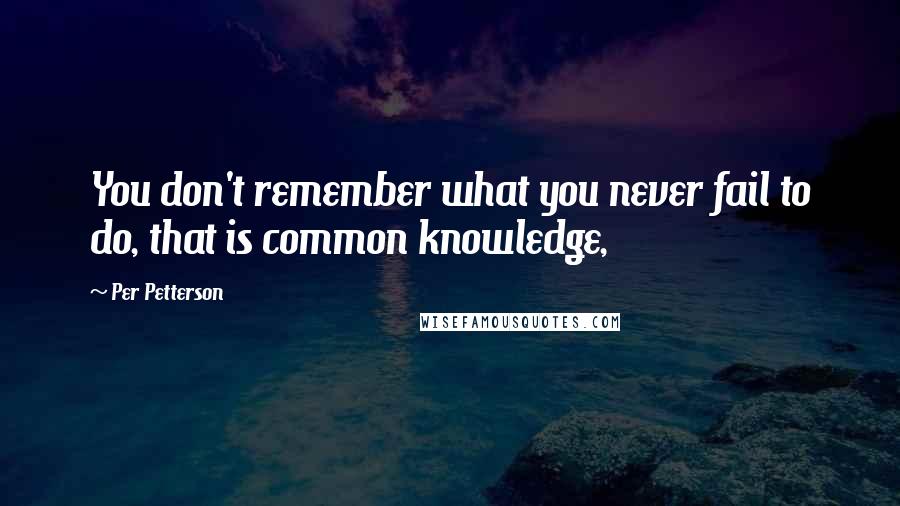 Per Petterson Quotes: You don't remember what you never fail to do, that is common knowledge,