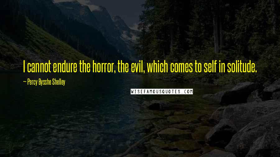 Percy Bysshe Shelley Quotes: I cannot endure the horror, the evil, which comes to self in solitude.