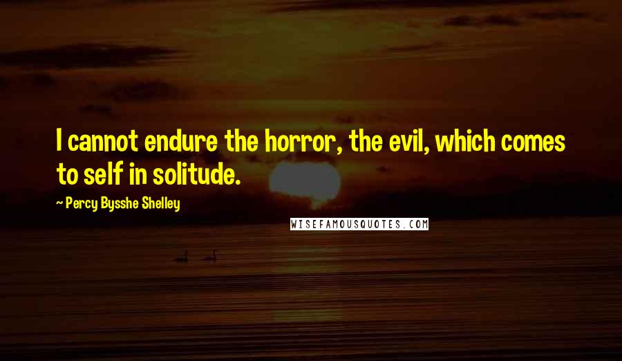 Percy Bysshe Shelley Quotes: I cannot endure the horror, the evil, which comes to self in solitude.