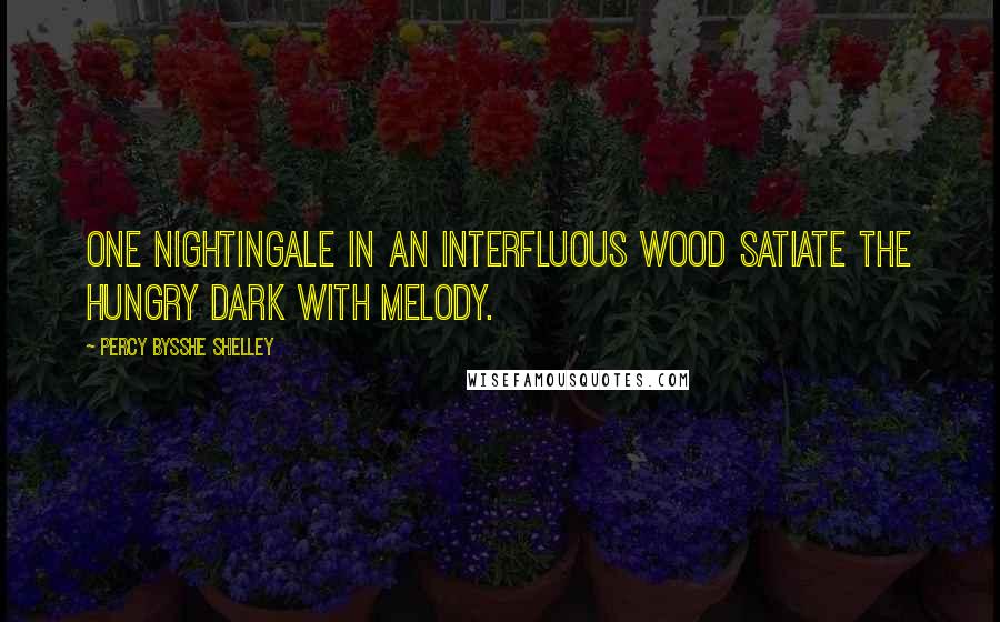 Percy Bysshe Shelley Quotes: One nightingale in an interfluous wood Satiate the hungry dark with melody.
