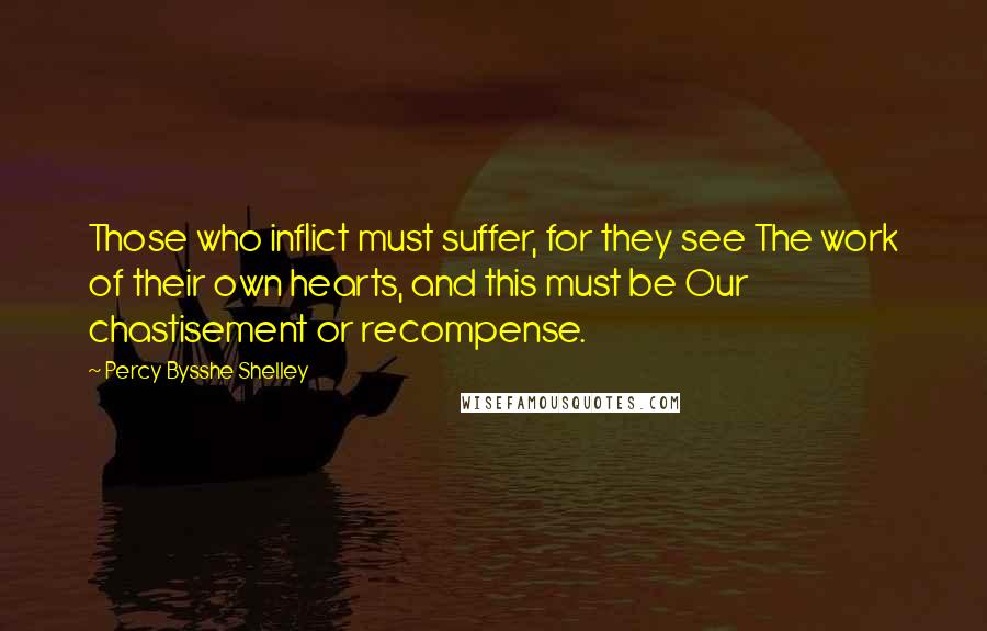 Percy Bysshe Shelley Quotes: Those who inflict must suffer, for they see The work of their own hearts, and this must be Our chastisement or recompense.