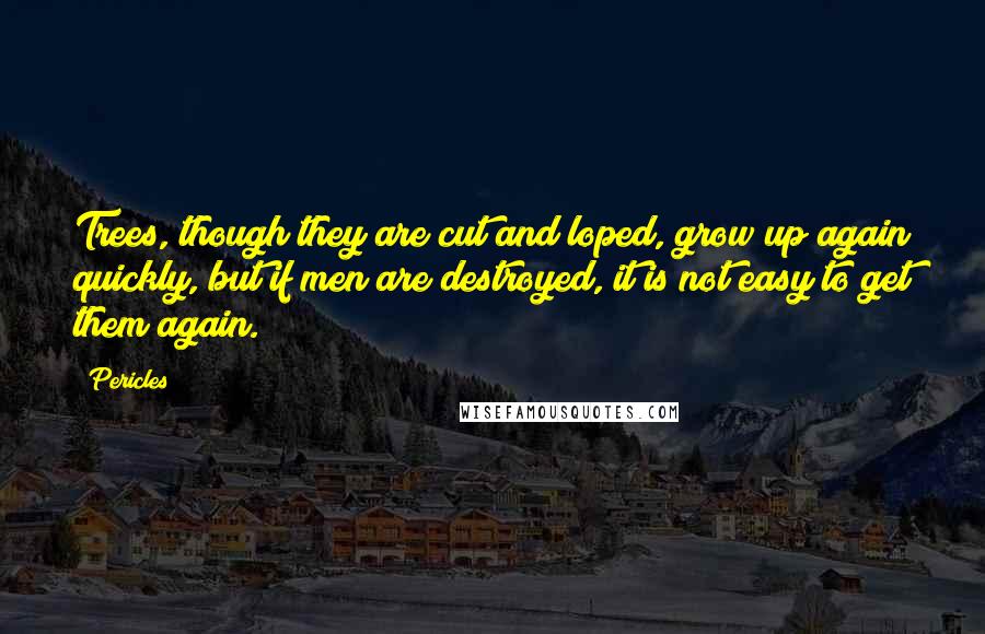Pericles Quotes: Trees, though they are cut and loped, grow up again quickly, but if men are destroyed, it is not easy to get them again.