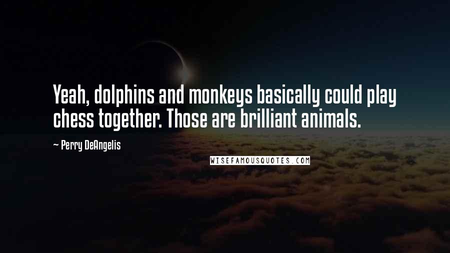 Perry DeAngelis Quotes: Yeah, dolphins and monkeys basically could play chess together. Those are brilliant animals.