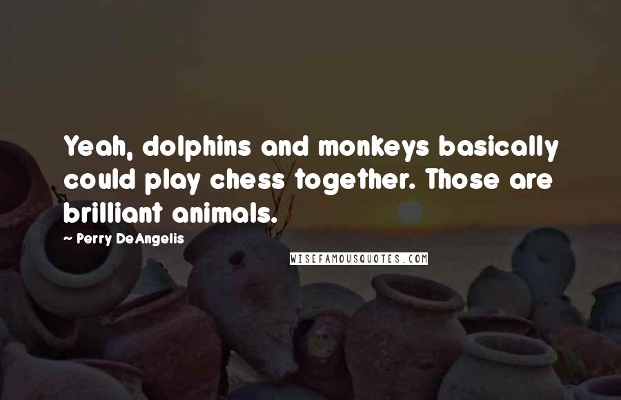 Perry DeAngelis Quotes: Yeah, dolphins and monkeys basically could play chess together. Those are brilliant animals.