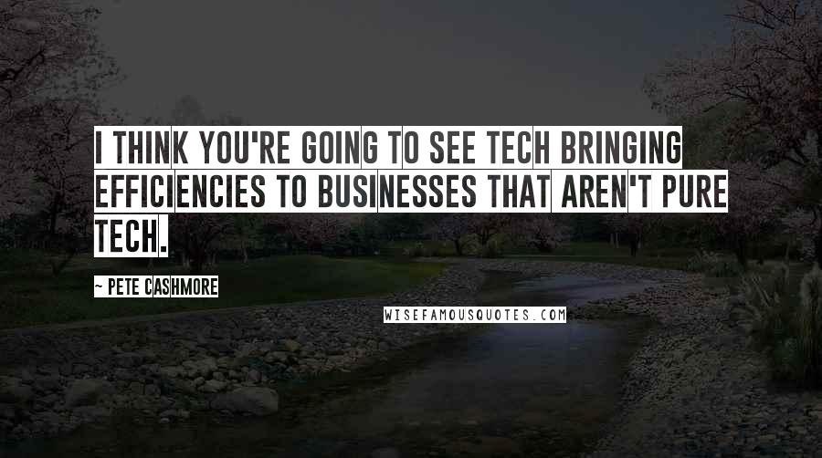 Pete Cashmore Quotes: I think you're going to see tech bringing efficiencies to businesses that aren't pure tech.