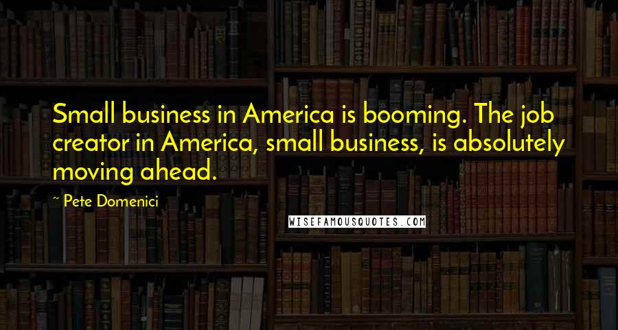 Pete Domenici Quotes: Small business in America is booming. The job creator in America, small business, is absolutely moving ahead.