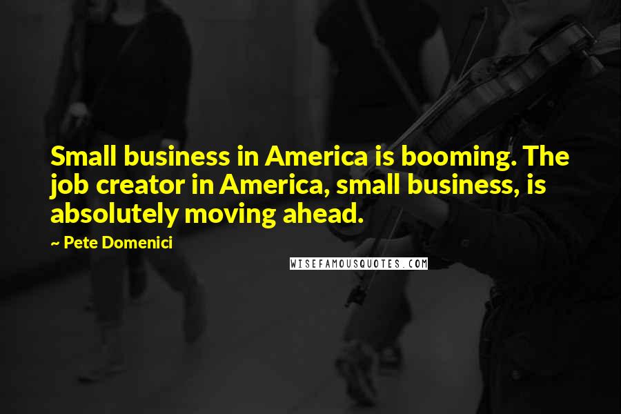 Pete Domenici Quotes: Small business in America is booming. The job creator in America, small business, is absolutely moving ahead.