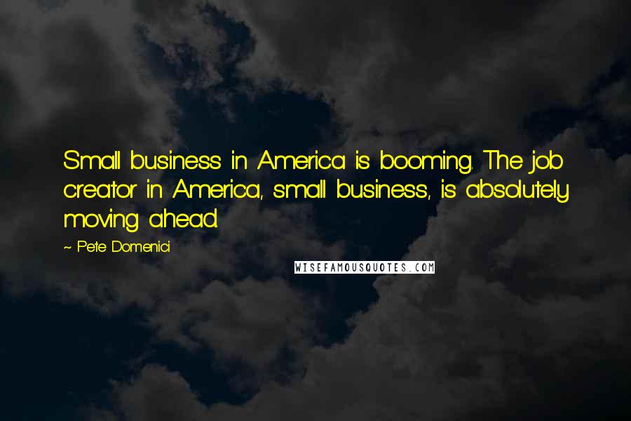 Pete Domenici Quotes: Small business in America is booming. The job creator in America, small business, is absolutely moving ahead.