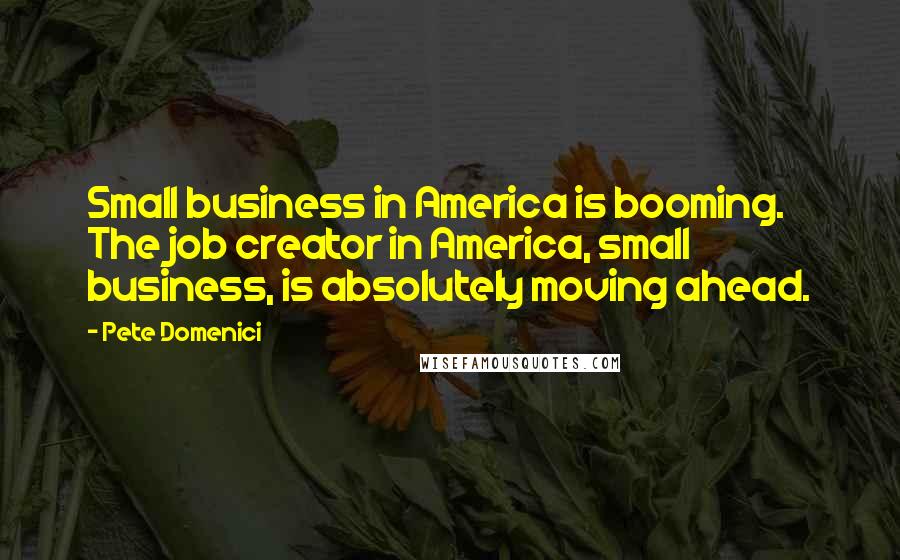 Pete Domenici Quotes: Small business in America is booming. The job creator in America, small business, is absolutely moving ahead.