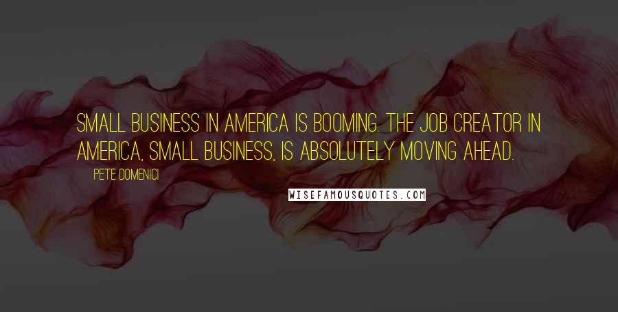 Pete Domenici Quotes: Small business in America is booming. The job creator in America, small business, is absolutely moving ahead.