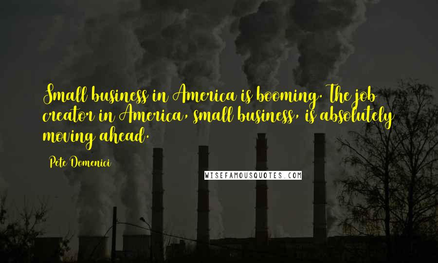 Pete Domenici Quotes: Small business in America is booming. The job creator in America, small business, is absolutely moving ahead.