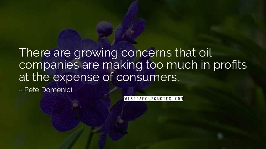 Pete Domenici Quotes: There are growing concerns that oil companies are making too much in profits at the expense of consumers.