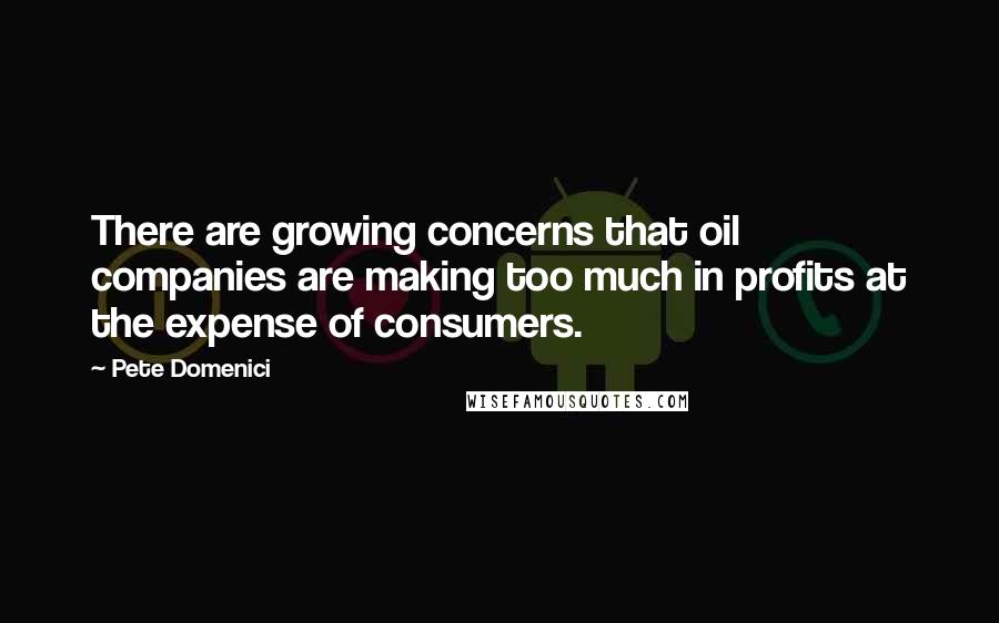 Pete Domenici Quotes: There are growing concerns that oil companies are making too much in profits at the expense of consumers.