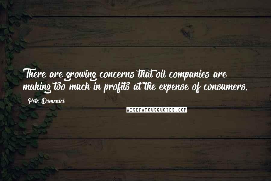 Pete Domenici Quotes: There are growing concerns that oil companies are making too much in profits at the expense of consumers.