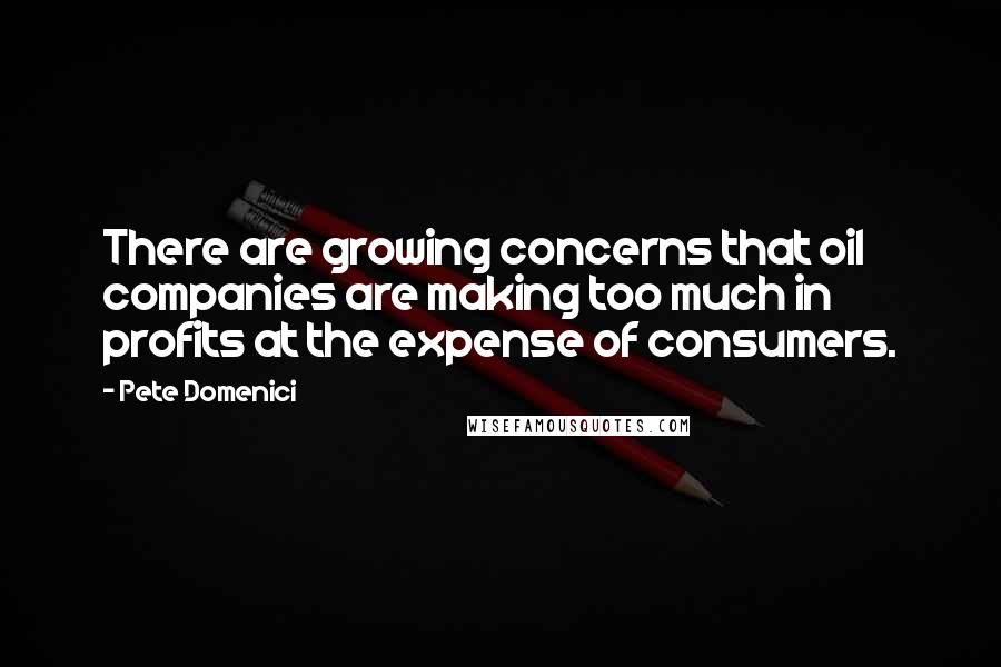 Pete Domenici Quotes: There are growing concerns that oil companies are making too much in profits at the expense of consumers.