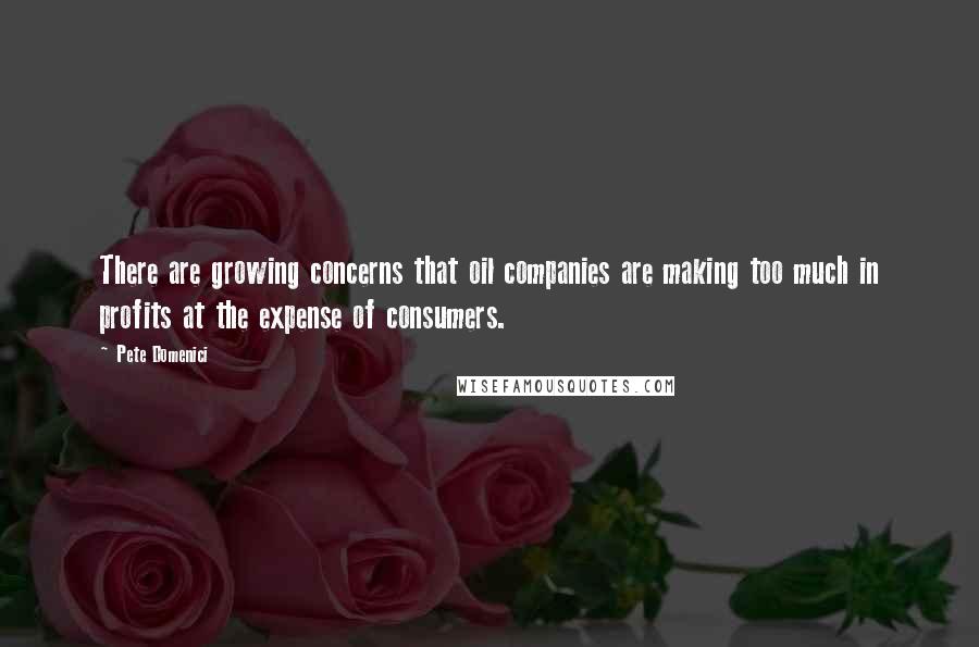 Pete Domenici Quotes: There are growing concerns that oil companies are making too much in profits at the expense of consumers.