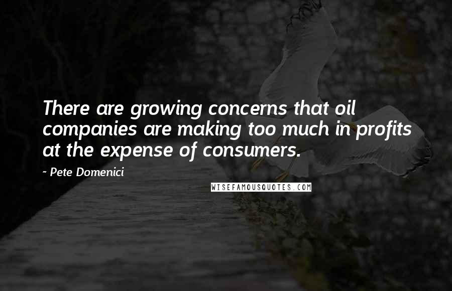 Pete Domenici Quotes: There are growing concerns that oil companies are making too much in profits at the expense of consumers.