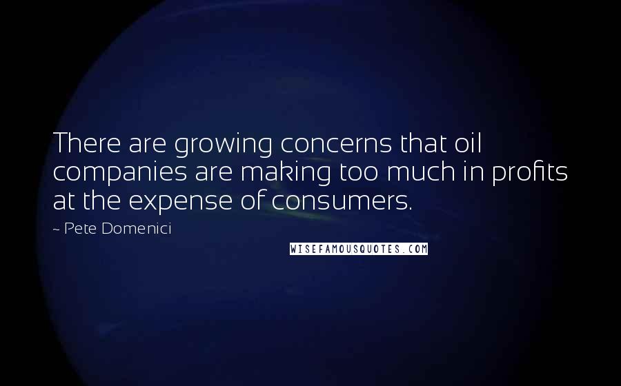 Pete Domenici Quotes: There are growing concerns that oil companies are making too much in profits at the expense of consumers.