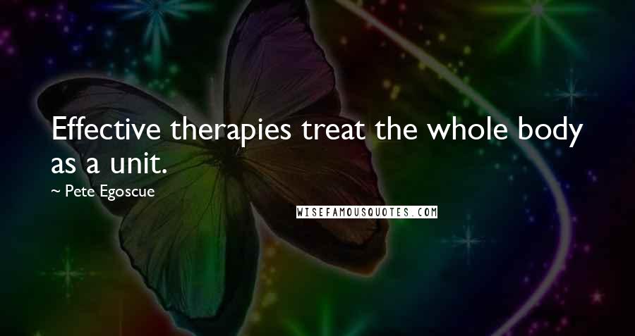 Pete Egoscue Quotes: Effective therapies treat the whole body as a unit.