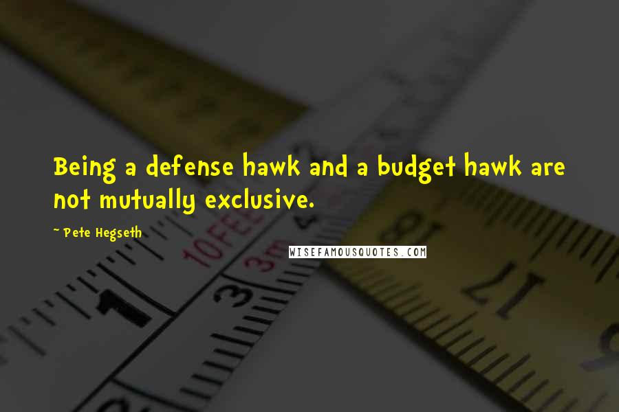 Pete Hegseth Quotes: Being a defense hawk and a budget hawk are not mutually exclusive.