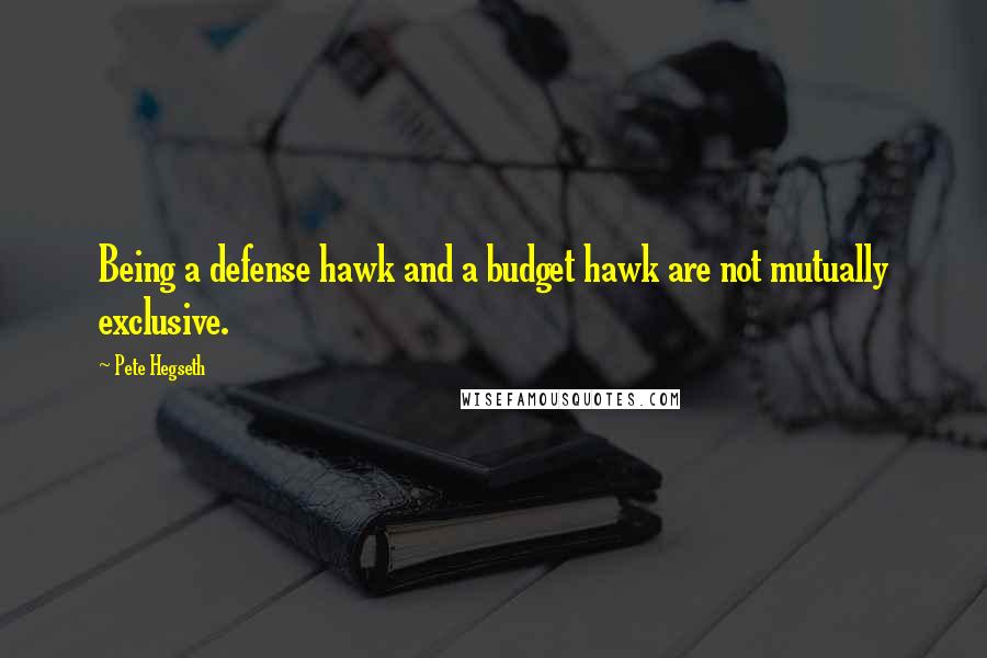 Pete Hegseth Quotes: Being a defense hawk and a budget hawk are not mutually exclusive.