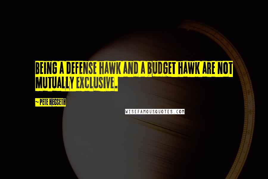 Pete Hegseth Quotes: Being a defense hawk and a budget hawk are not mutually exclusive.
