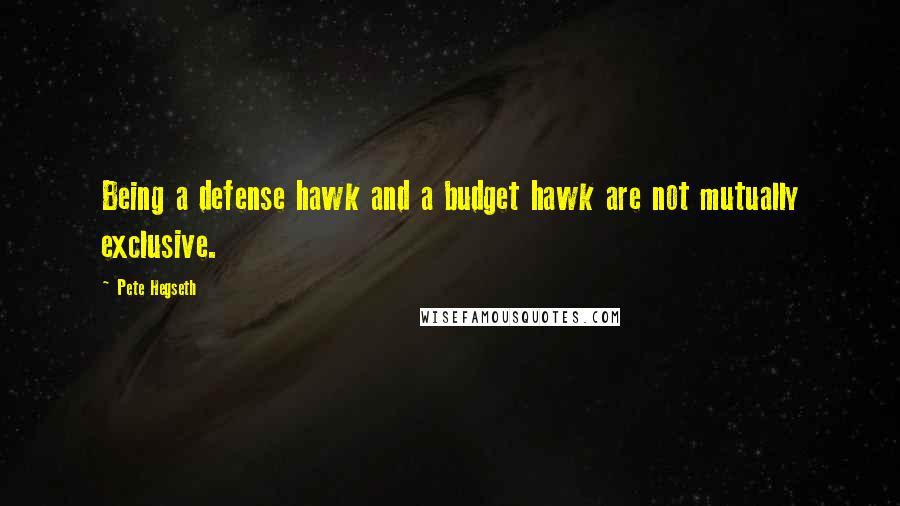 Pete Hegseth Quotes: Being a defense hawk and a budget hawk are not mutually exclusive.