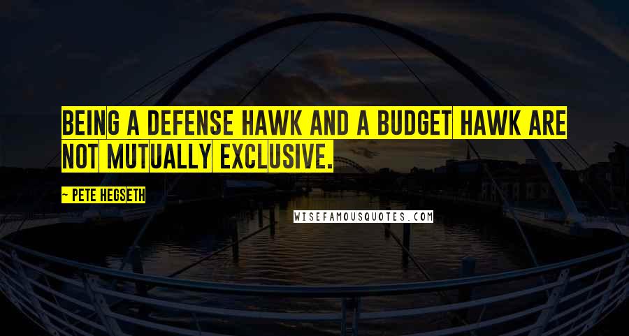 Pete Hegseth Quotes: Being a defense hawk and a budget hawk are not mutually exclusive.