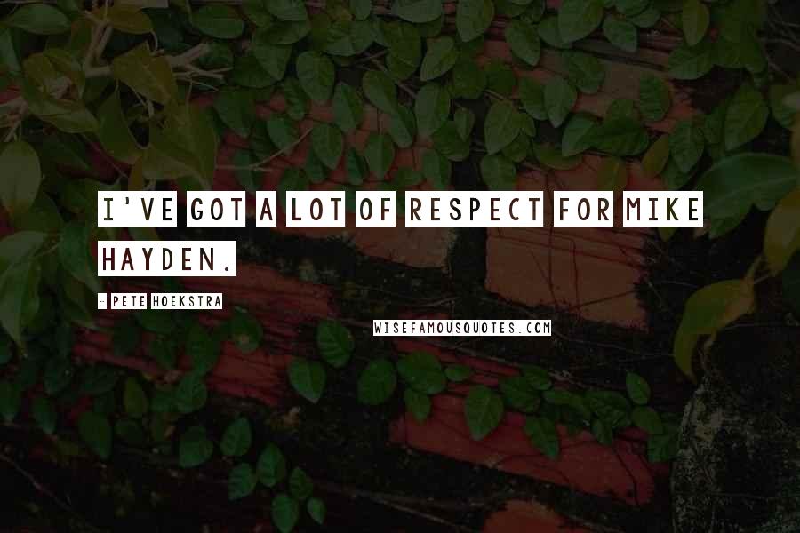 Pete Hoekstra Quotes: I've got a lot of respect for Mike Hayden.