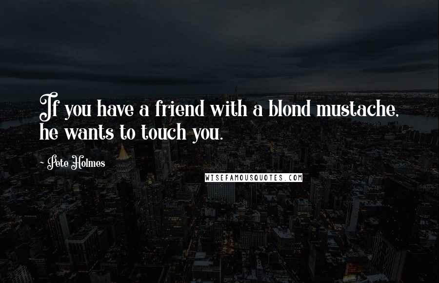 Pete Holmes Quotes: If you have a friend with a blond mustache, he wants to touch you.