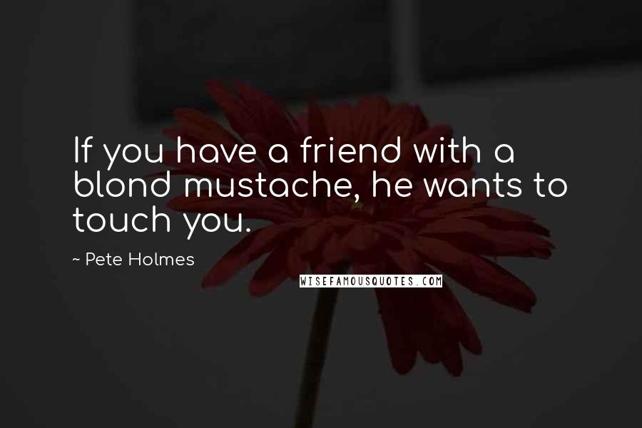 Pete Holmes Quotes: If you have a friend with a blond mustache, he wants to touch you.