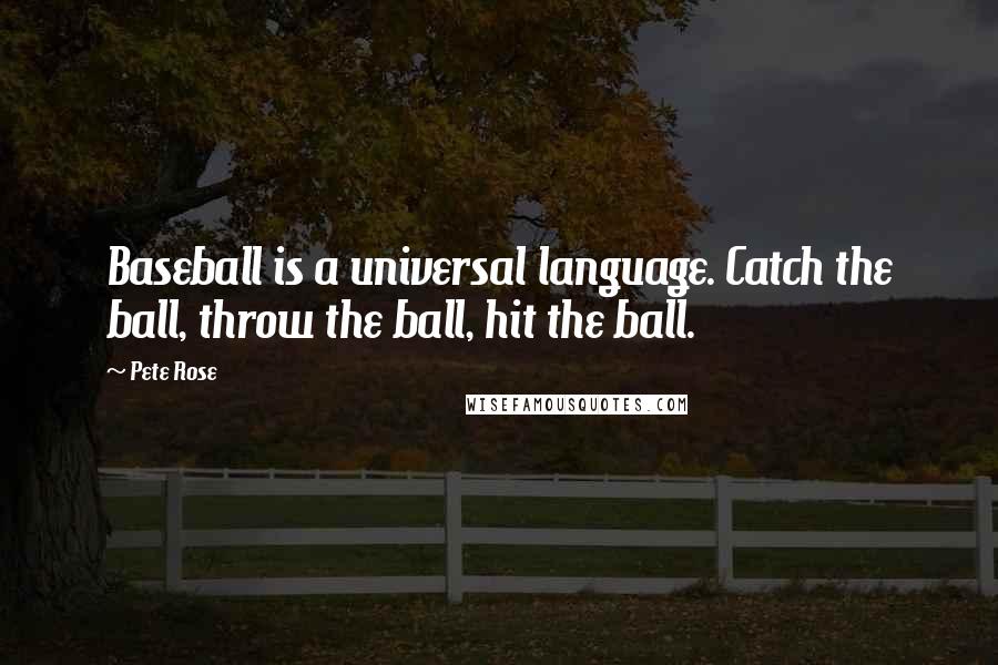 Pete Rose Quotes: Baseball is a universal language. Catch the ball, throw the ball, hit the ball.