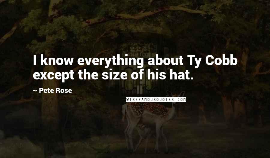 Pete Rose Quotes: I know everything about Ty Cobb except the size of his hat.