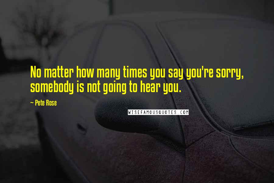 Pete Rose Quotes: No matter how many times you say you're sorry, somebody is not going to hear you.