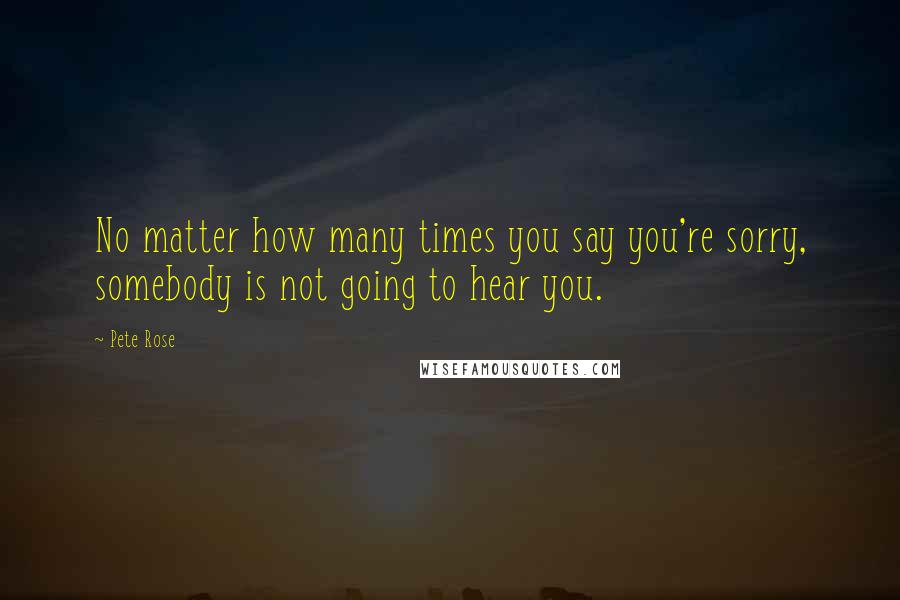 Pete Rose Quotes: No matter how many times you say you're sorry, somebody is not going to hear you.