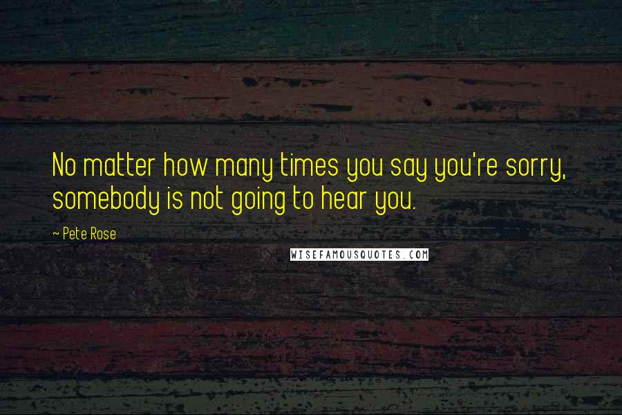 Pete Rose Quotes: No matter how many times you say you're sorry, somebody is not going to hear you.