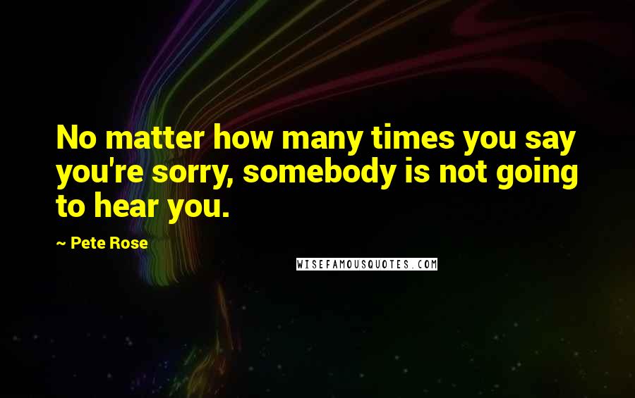Pete Rose Quotes: No matter how many times you say you're sorry, somebody is not going to hear you.