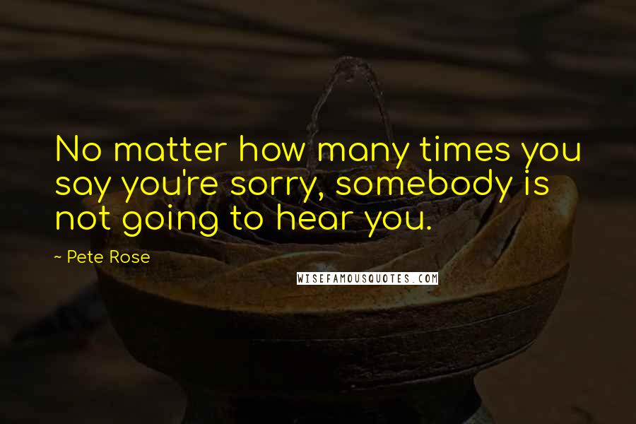 Pete Rose Quotes: No matter how many times you say you're sorry, somebody is not going to hear you.