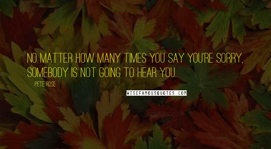 Pete Rose Quotes: No matter how many times you say you're sorry, somebody is not going to hear you.